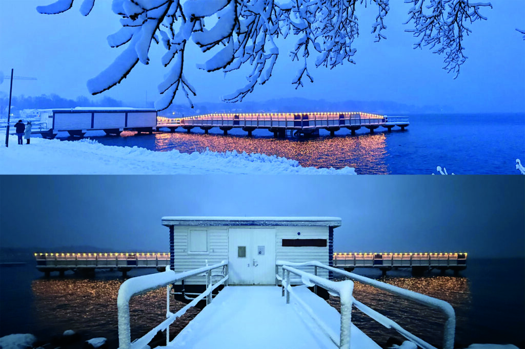 Schnee an der Seebadeanstalt
