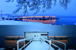 Schnee an der Seebadeanstalt